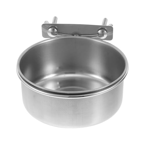 TOBBOMEY Edelstahl Vogelfutternapf Mittel Futter Wasserschale für Papageien und Kleine Vögel Robuste Futterbox mit Doppel schraubhalterung Praktisch für Vogelkäfig Zubehör und Kleintiere von TOBBOMEY
