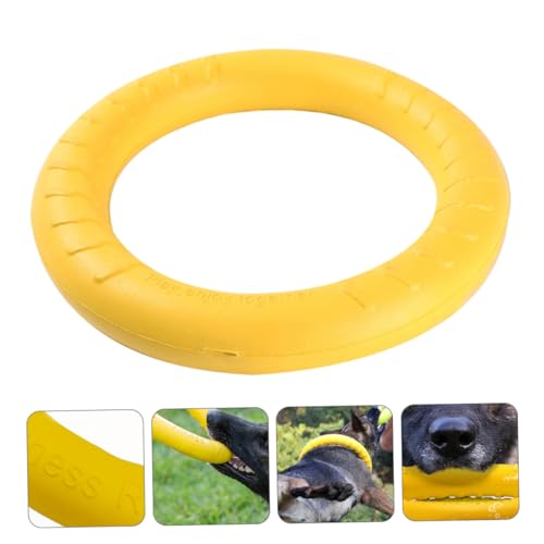 TOBBOMEY Gelbes Hundespielzeug Zugring aus Elastischem Kunststoff Langlebiges Outdoor Welpen und Kleine Hunde zur Zahnreinigung und Aktiven Beschäftigung von TOBBOMEY