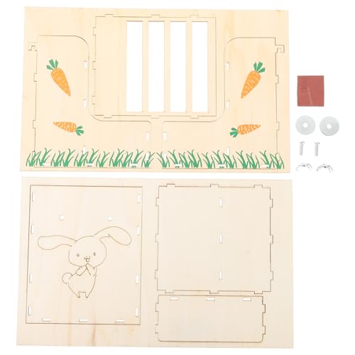 TOBBOMEY Großer Kaninchen Futterspender aus Holz Futtertrog und Heuraufe Langlebig Schadstofffrei für Kaninchen Meerschweinchen Nager Käfigzubehör Einfache Installation von TOBBOMEY