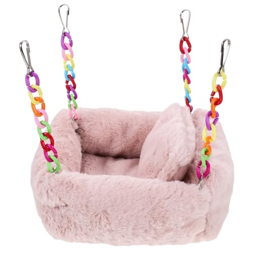 TOBBOMEY Hamster Hängematte aus Baumwolle Warmes und Dekoratives Nagetierbett Gemütliche Schlafhöhle für Hamster Chinchillas und Meerschweinchen Installieren S in Zartem Rosaton von TOBBOMEY