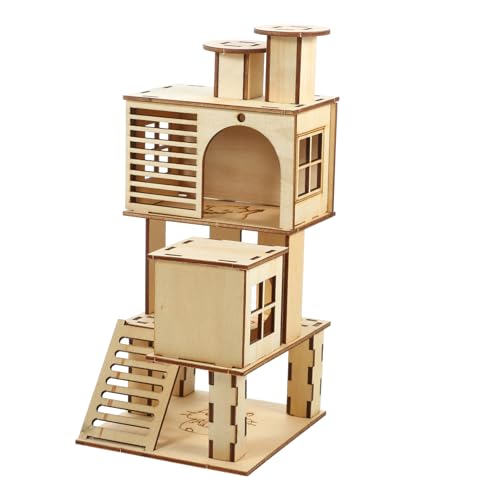 TOBBOMEY Hamster Holzleiter Haustier Spielhaus für Bewegung Versteck für Hamster Kleine Nager Langlebig Gemütlich Perfektes von TOBBOMEY