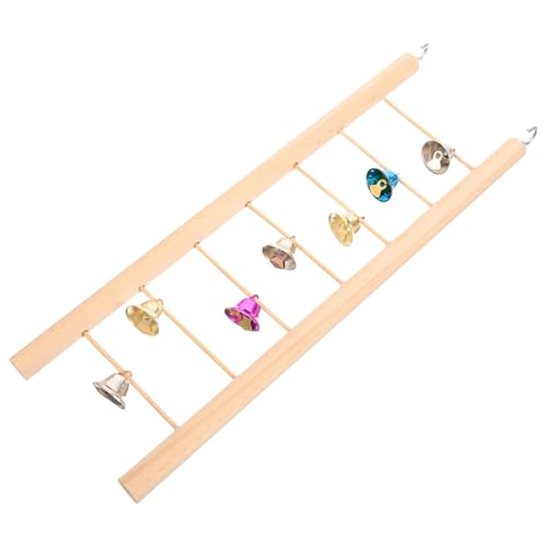 TOBBOMEY Hamster Kletterleiter Holz mit Hängende Vogelspielzeug Papagei Kletterleiter für Kleine Vögel und Hamster Sicherer Spielplatz zum Klettern und Erkunden von TOBBOMEY