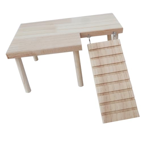 TOBBOMEY Hamster Plattformleiter aus Holz mit Leiter Kleintier für Hamster Rennmäuse und Ratten Sicheres Langlebiges Zubehör Bewegung und Koordination von TOBBOMEY