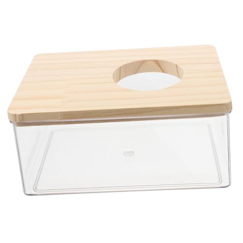 TOBBOMEY Hamster Sandbad Box Transparent Rechteckige Badewanne für Kleintiere Gerbil Toilette Komfortables Design Selbstreinigung Effiziente Sandnutzung Tragbar von TOBBOMEY