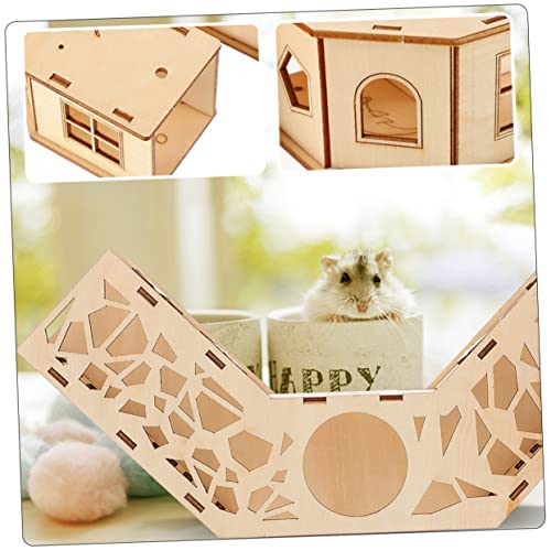 TOBBOMEY Hamster Tunnel aus Naturholz Teiliges Labyrinth mit Wippe Robustes Kleintier für Mäuse Meerschweinchen Training und Beschäftigung im Käfig von TOBBOMEY