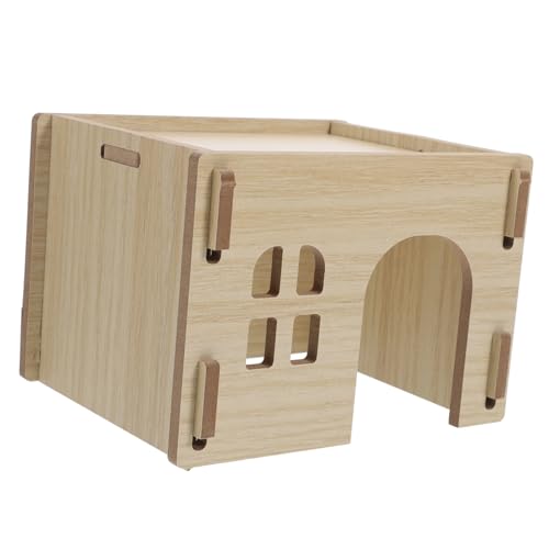 TOBBOMEY Meerschweinchen-schlafhaus Holz-Hamster-unterschlupf Extra Großes Versteck Kleintier-holzhaus Burg-versteck Robuste Konstruktion von TOBBOMEY