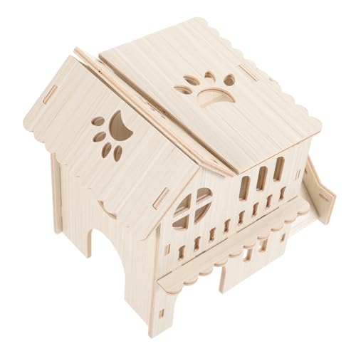 TOBBOMEY Hamstervilla Aus Holz Mit Kletterleiter Doppelstöckiges Versteckschloss Für Hamsterspielhaus TOBBOMEY Hamstervilla Aus Holz Mit Kletterleiter Doppelstöckiges Versteckschloss Für Hamsterspielhaus von TOBBOMEY
