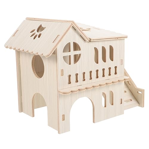 TOBBOMEY Holz Hamsterhaus Mit Leiter Und Tunnel Dekoratives Versteck Für Hamster Und Chinchillas Komfortables Spielzeug Für Kleine Haustiere von TOBBOMEY