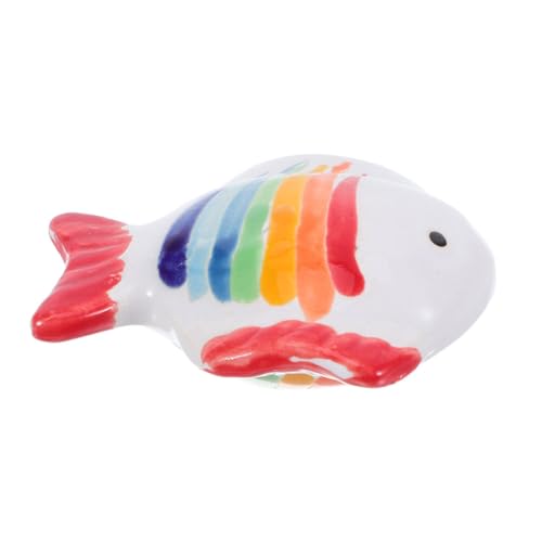 TOBBOMEY Handbemalte Keramische Schwimmfische mit Bunten Streifen Schwimmende Fischfiguren für Aquarium Teich und Feengarten Dekoration Langlebige Keramikfische für Fischbecken von TOBBOMEY