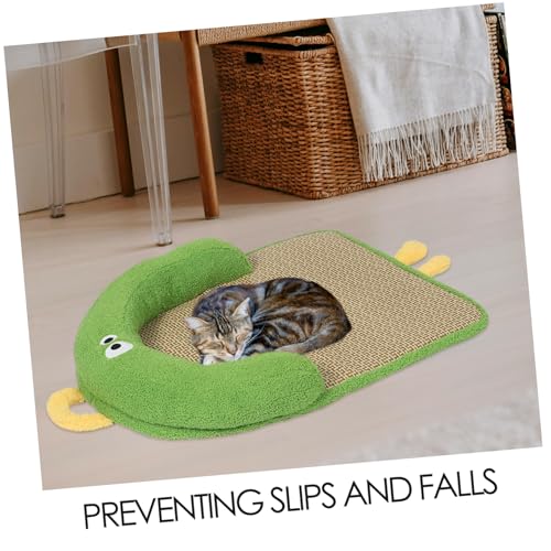 TOBBOMEY Handgefertigte Faltbare Rattan Kühlmatte mit Kissen für Katzen und Hunde Atmungsaktive Sommer Schlafmatte Waschbar Strapazierfähig für Drinnen und Draußen Grün von TOBBOMEY