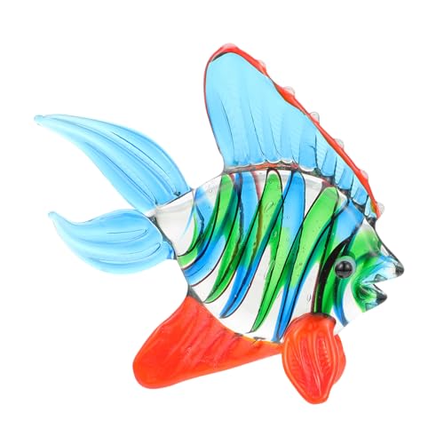 TOBBOMEY Handgefertigte Glasfisch skulptur Farbenfrohes Aquarium dekor Lebendige Tierfigur für Wohn Büro Caféraumdekoration Geeignet als Geschenk zu Hochzeit und Geburtstag von TOBBOMEY