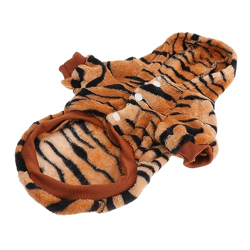 TOBBOMEY Herbst Winter Haustier Hoodie Tiger Kostüm aus Weichem Flanell Knopfverschluss Wärmende Hundebekleidung für Kleine und Mittlere Hunde Modisch und Funktional für Spaziergänge und von TOBBOMEY