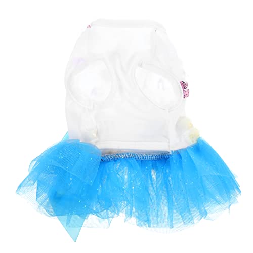 TOBBOMEY Hundekleid Für Kleine Hunde Sommerkleid Mit Blumenapplikationen Dekoratives Polyesterkostüm Für Hochzeiten Und Feiern Niedliches Prinzessinnen-Outfit Für Welpen von TOBBOMEY