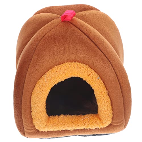 TOBBOMEY Igelhaus für Haustiere Warmes und Schlafnest für Hamster Meerschweinchen und Kleintiere Pflegeleicht und Platzsparend Braunes Plüschbett von TOBBOMEY