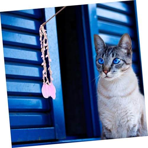 TOBBOMEY Katze Interaktives Simulation Zweig mit Glocke und Katzenangel für Kätzchen Fördert Bewegung und Bindung Stressabbauendes Haustierspielzeug von TOBBOMEY