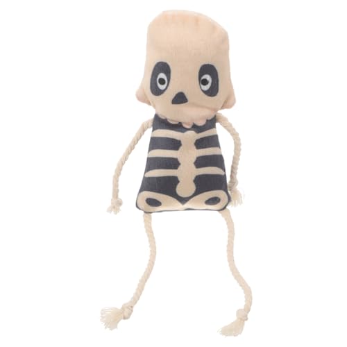 TOBBOMEY Katzenminze Halloween Katzenknochen Plüschtier mit Katzenminze Langlebiges Kätzchen Kauspielzeug Interaktives Katzenspielzeug für Drinnen Weißes Schädel Design von TOBBOMEY