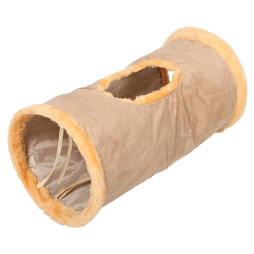 TOBBOMEY Haustierspielzeug Interaktiver Katzentunnel Mit Löchern 2-Wege-wildledertunnel Indoor-spieltunnel Für Katzen Und Kätzchen von TOBBOMEY