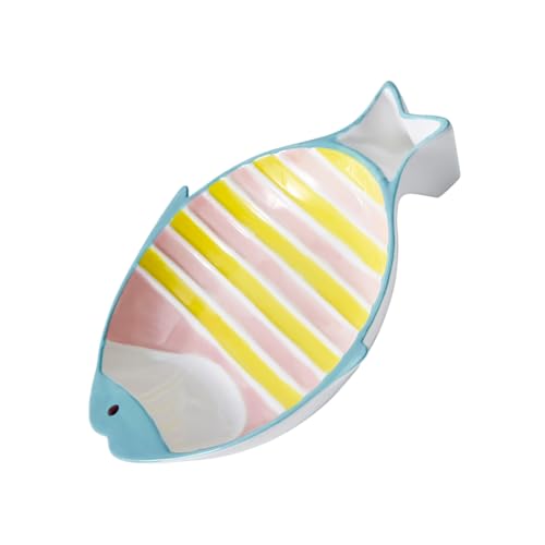 TOBBOMEY Keramik futternapf Fischform rutschfest für Katzen und Hunde Multifunktionale Katzennapf Wassernapf Robustes Hygienisches Haustier zubehör in Pastellgelb rosa Gestreift Leicht zu TOBBOMEY Keramik futternapf Fischform rutschfest für Katzen und Hunde Multifunktionale Katzennapf Wassernapf Robustes Hygienisches Haustier zubehör in Pastellgelb rosa Gestreift Leicht zu von TOBBOMEY