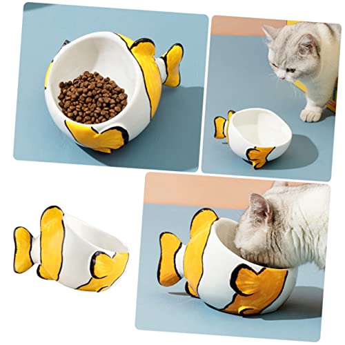 TOBBOMEY Keramiknapf für Haustiere mit Fisch Design Multifunktionaler Futternapf rutschfest Leicht zu Reinigen als Wasserschüssel und für Katzen und Kleine Hunde von TOBBOMEY