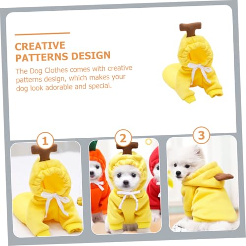 TOBBOMEY Kreative Hundebekleidung Bananen Hoodie für Kleine bis Mittelgroße Hunde Warmes Polyester Fleece Bequem und Praktisch für Herbst und Winter für Party Outdoor aktivitäten TOBBOMEY Kreative Hundebekleidung Bananen Hoodie für Kleine bis Mittelgroße Hunde Warmes Polyester Fleece Bequem und Praktisch für Herbst und Winter für Party Outdoor aktivitäten von TOBBOMEY