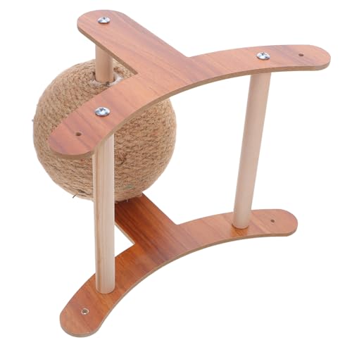 TOBBOMEY Natürlicher Sisal Katzen Kratzball mit Stabilem Holzständer Interaktives Kratzspielzeug für Katzen und Kleine Haustiere Schützt Möbel und Fördert Gesunde Krallenpflege im Zuhause von TOBBOMEY