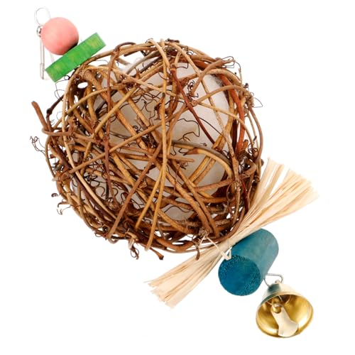 TOBBOMEY Papageien Kauspielzeug Aus Rattan Mit Baumwollfüllung Hängendes Spielzeug Für Vögel Für Aktives Spielen Und Zahnpflege Fördert Weniger Zerstörung Und Mehr Spaß von TOBBOMEY