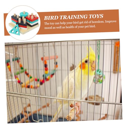 TOBBOMEY Papageien Holzbausteine Intelligenztraining Vogelkäfig Farbenfrohe Holzblöcke Robustes Kauspielzeug Fördert Beschäftigung und Farbenerkennung für Kleine und Mittelgroße Vögel von TOBBOMEY
