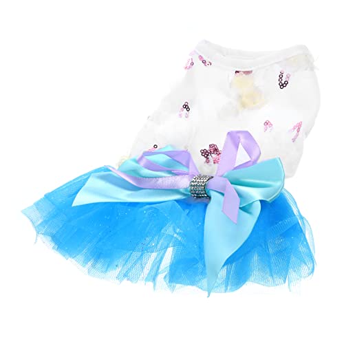 TOBBOMEY Hundekleid Sommer Tutu Rock Mit Blumen Und Pailletten Bequeme Hundekleidung Für Kleine Hunde Für Partys Und Besondere Anlässe von TOBBOMEY