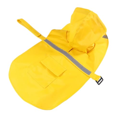 TOBBOMEY Reflektierender Hunderegenmantel XL Gelb Sicher für Große und Kleine Hunde Komfortabler Regenmantel mit Kapuze Pet Rain Jacket von TOBBOMEY