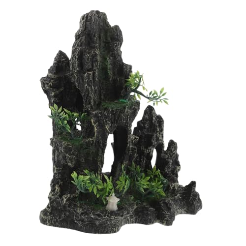 TOBBOMEY Simulierte Aquarium Dekoration Resin Fischstein Versteck für Garnelen Betta Höhle Fischbecken Landschaftskunst Stein als Schloss Aquarien Ornament aus Robustem Material von TOBBOMEY