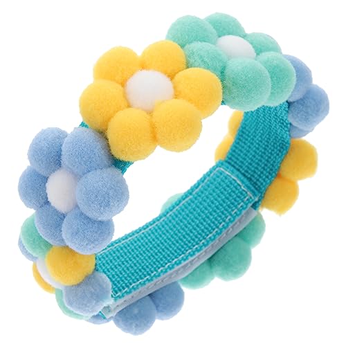TOBBOMEY Süßes Katzenhalsband mit Blumenmotiv Verstellbares Hundehalsband für Haustiere Niedliches Accessoire für Partys Xs Gelb Grün Blau Langlebiges für Katzen und Kleine Hunde von TOBBOMEY