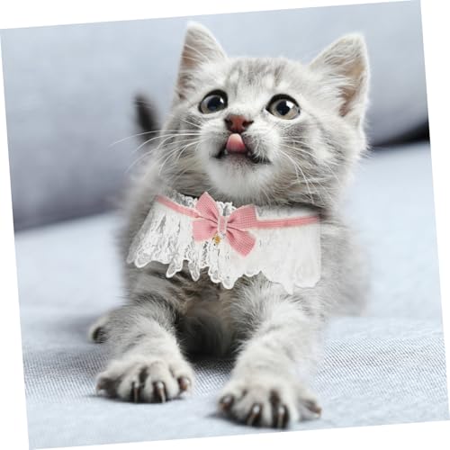TOBBOMEY Verstellbares Katzenhalsband mit Süßer Rosa Spitzen Schleife Leichtes Welpen für Kleine Haustiere Komfortables und Dekoratives Zubehör für und Hunde von TOBBOMEY