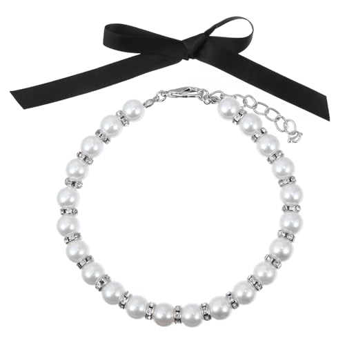 TOBBOMEY Verstellbares Perlenhalsband für Katzen und Hunde Modisches Schmuck haustierhalsband aus Hochwertigen Materialien Komfortabel und Langlebig für Partys und Festliche Anlässe von TOBBOMEY