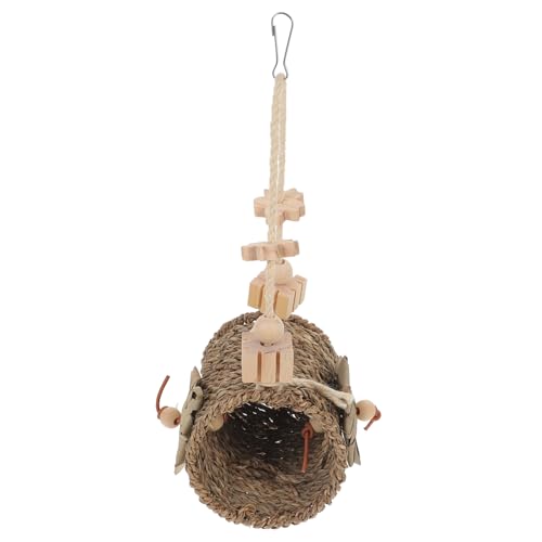 TOBBOMEY Hängendes Vogel-zerkleinerungsspielzeug Aus Natürlichem Rattan Und Holz Kauspielzeug Zum Aufhängen Für Vögel Und Papageien Vogelkäfig-zubehör Für Wellensittiche Und von TOBBOMEY
