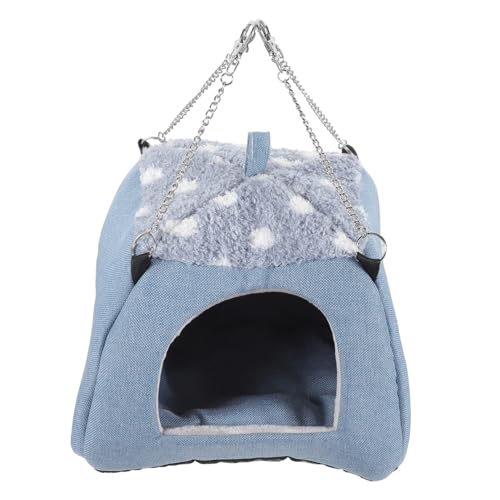 TOBBOMEY Warme Hamster Hängematte Groß Blau Atmungsaktives Kleintierhaus für Hamster Chinchilla Ratten Robustes Kuschelversteck für Käfigzubehör Ganzjährig Komfortables Schlafnest von TOBBOMEY