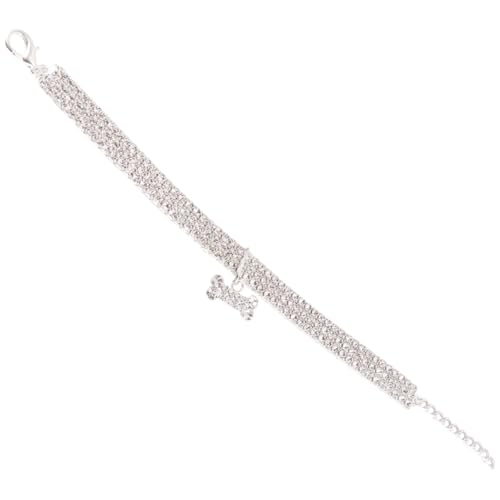 TOBBOMEY Wasserfester Verstellbarer Strass Hundehalsband für Kleine Hunde mit Glänzender Kette Luxuriöses Haustier Zubehör Weiß S für und Outdoor Sport von TOBBOMEY