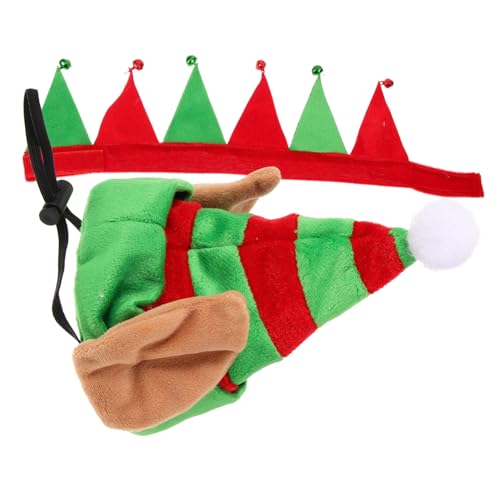 TOBBOMEY Weihnachtlicher Haustierhut und Halsband Verstellbare Weihnachtsmütze für Kleine Hunde Katzenkostüm mit Bequemem Atmungsaktivem Material Festliches Partyzubehör für Welpen und von TOBBOMEY