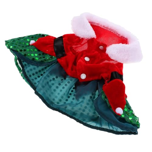 TOBBOMEY Weihnachtliches Haustierkleid Weihnachtsbaum Glitzer-Pailletten Winteroutfit Warmes Hundekostüm Festliche Katzenkleidung Komfortabel Bewegungsfreiheit von TOBBOMEY
