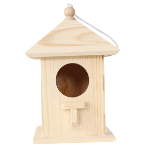 TOBBOMEY Wetterfestes Holz Vogelhaus zum Aufhängen Winddichtes Nistkasten für Kleine Vögel Garten Balkon Dekoration Sicheres Material Rustikales Outdoor Vogelhäuschen für Garten und von TOBBOMEY