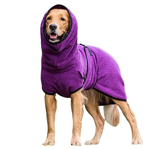 TOBILE Hundebekleidung Winter-Hundejacke Einfarbig Warm Welpen Verstellbar Haustier Step Coat Hoodies Kleidung Weiches Fleece Welpen Kleidung - Lila, L von TOBILE