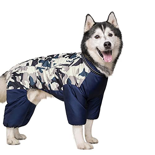 TOBILE Hundekleidung Winter Hundejacke Haustierkleidung Super Warm Große Hundejacke Dicker Baumwollmantel Wasserdichter Hundeoverall - Marineblau, 20 von TOBILE