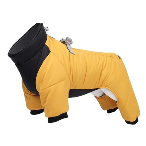 TOBILE Hundekleidung Winter Warm Verdickung Haustier Hundejacke Wasserdichte Hundekleidung Für Kleine Mittlere Hunde Welpen Kleiderhaken Schlaufe Gelb, XL von TOBILE