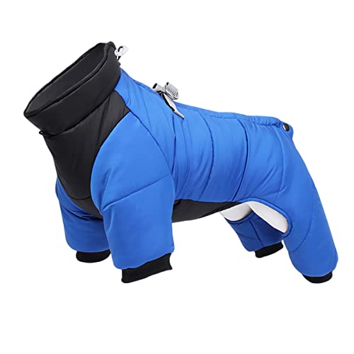 TOBILE Hundekleidung Winter Warm Verdickung Haustier Hundejacke Wasserdichte Hundekleidung für kleine mittelgroße Hunde Welpen Kleiderhaken Schlaufe Blau, 3XL von TOBILE