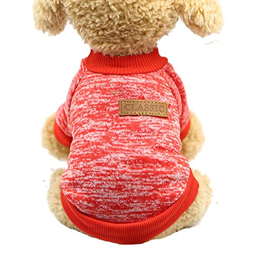 TOBILE Hundekleidung warme Hundekleidung Welpenjacke Mantel Katzenbekleidung Hundepullover Winter Hundemantel Kleidung für kleine Hunde - Rot, L von TOBILE