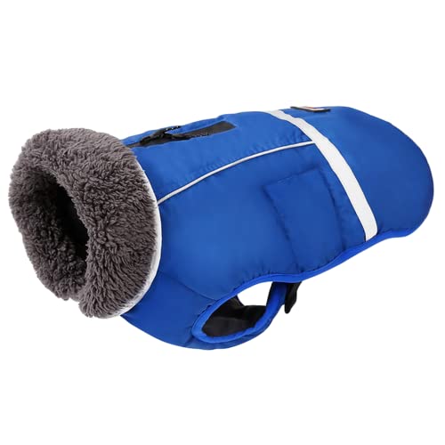 TOBILE Hundekleidung wasserdichte Hundekleidung für große Hunde, Winter, warme große Hundejacken, gepolsterter Haustiermantel, reflektierendes Design, blau, 3XL von TOBILE
