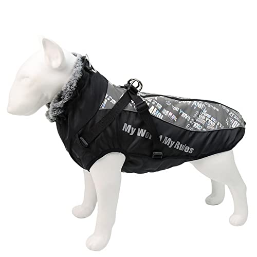 TOBILE Hundekleidung wasserdichte große Hundekleidung Winter Hundemantel mit Härte, pelziges Halsband, warme Haustierkleidung, große Hundejacke, bunt, weiß, XXL von TOBILE