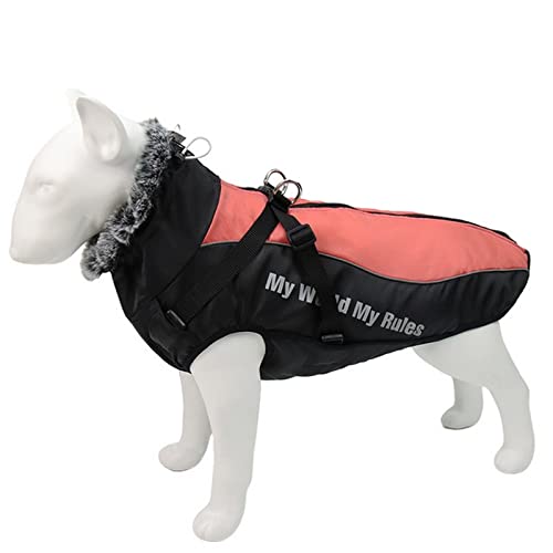 TOBILE Hundekleidung wasserdichte große Hundekleidung Winter Hundemantel mit Härte, pelziges Halsband, warme Haustierkleidung, große Hundejacke, rot, XL von TOBILE
