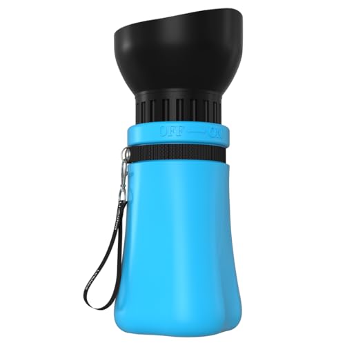 TOCCOOL Hundewasserflasche, tragbar, auslaufsicher, für Spaziergänge im Freien, Reisen und Wandern, leichter Getränkespender mit Trageseil (480 ml, Blau) von TOCCOOL