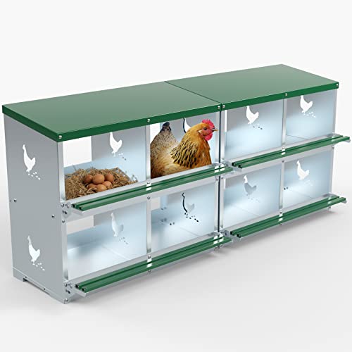TOCRETOARE Hühner Nistkästen 8 Loch Grün Heavy Duty Metall Belüftet Sicher Einfache Montage Eier sammeln Hühnerstall von TOCRETOARE