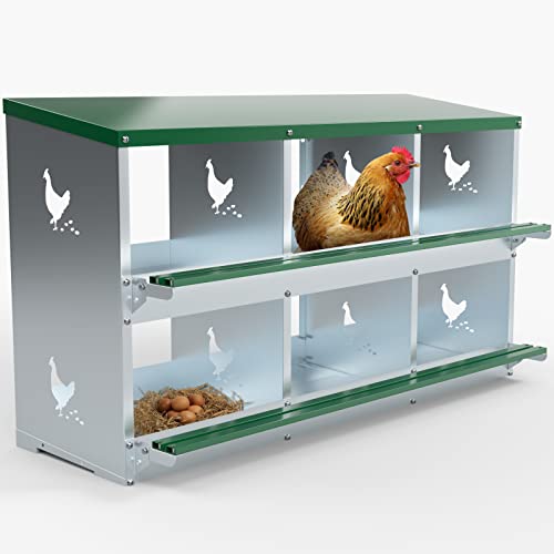 TOCRETOARE Hühner Nistkästen zum Eierlegen Schwerlast Metall Nistkästen für Huhn und Geflügel zum Sammeln von Eiern Hühner Legeboxen Hühnerstall Box (6 Loch) von TOCRETOARE